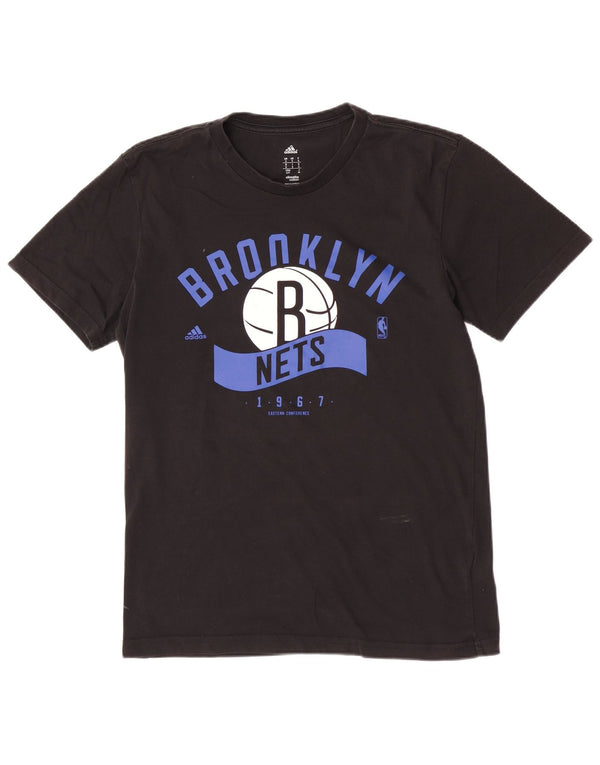 Tricou cu grafică Adidas pentru bărbați Brooklyn Nets Top mic sport negru