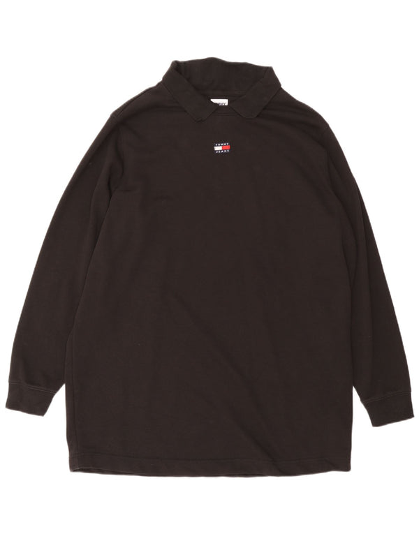 Cămașă polo cu mânecă lungă pentru bărbați Tommy Hilfiger, bumbac negru XL