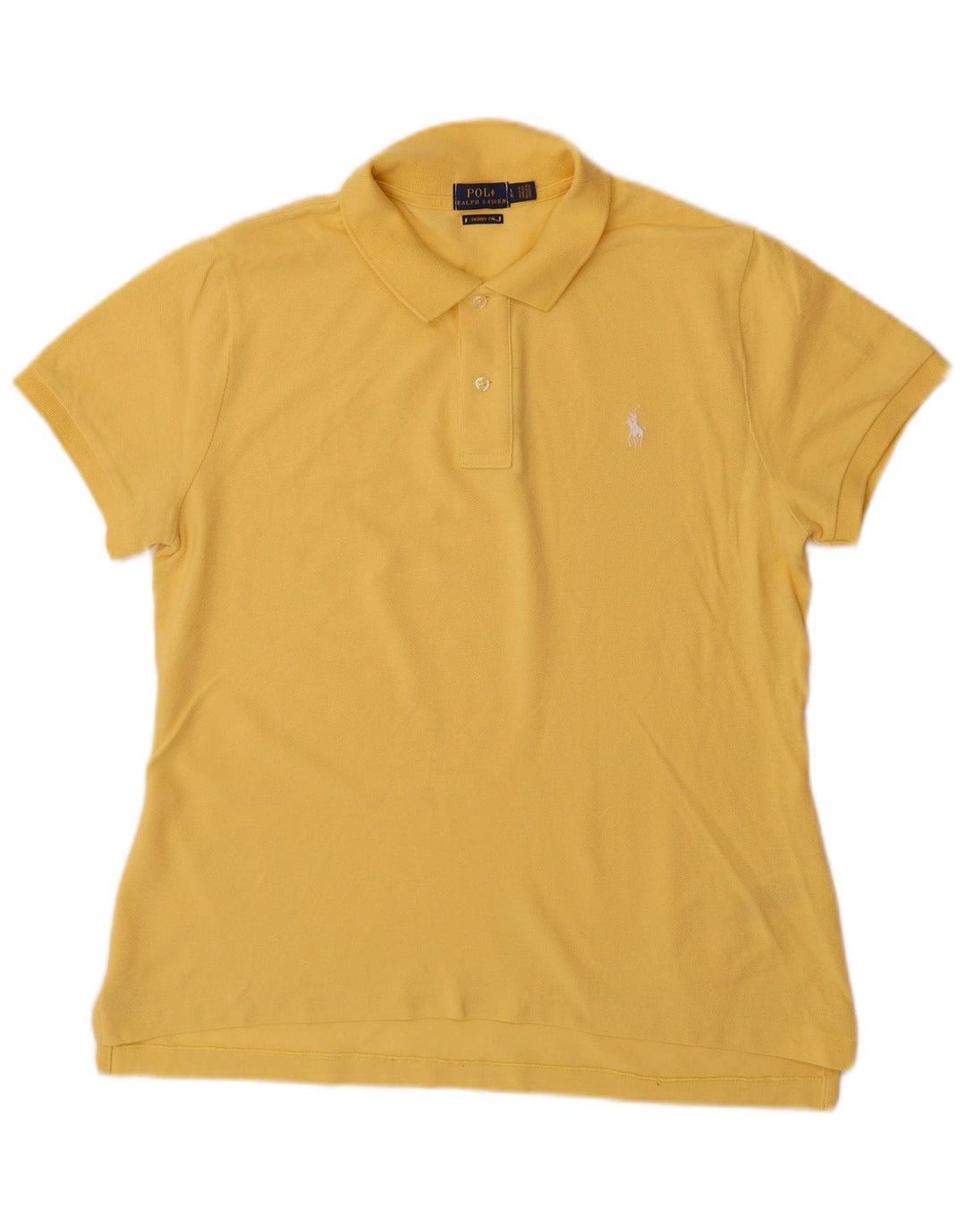 POLO RALPH LAUREN Tricou polo subțire pentru femei UK 16 Bumbac galben mare