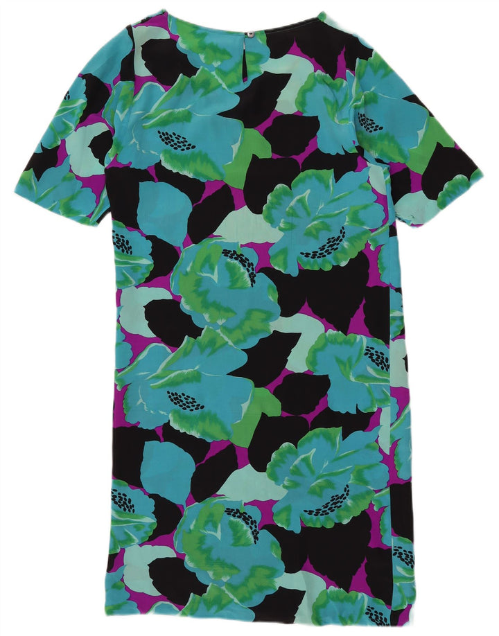 VINTAGE Rochie Schimbă pentru Femei UK 12 Medium Multicolor Floral Silk