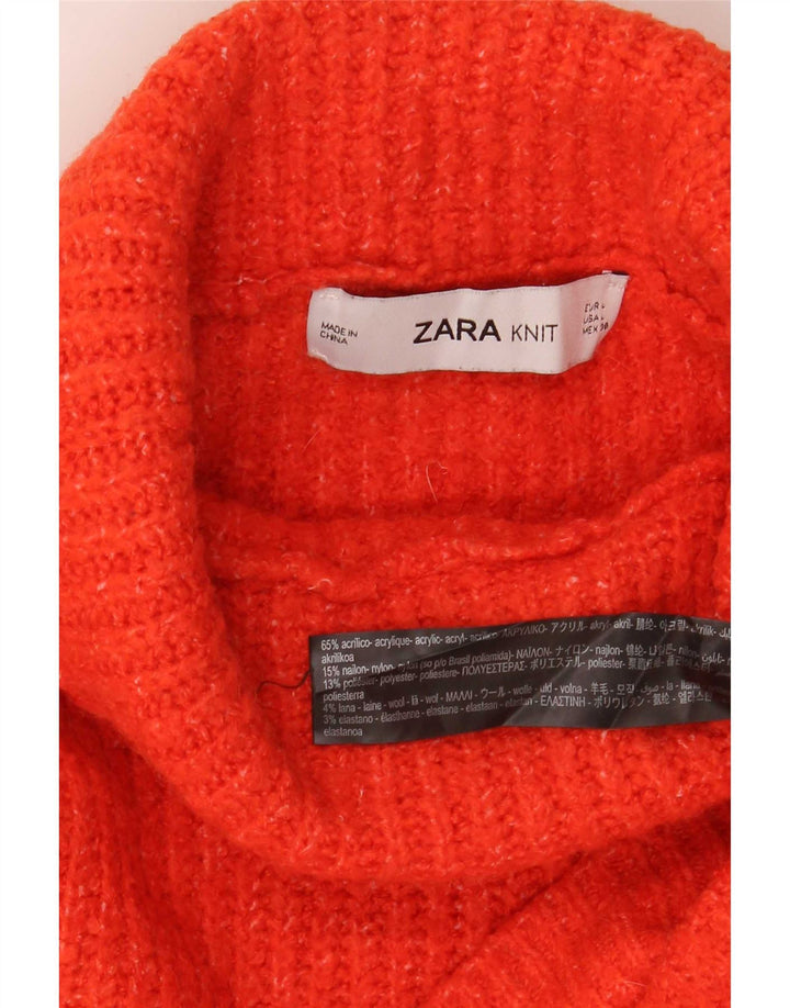 Pulover pentru femeie Zara supradimensionat cu gât rulat UK 16 mare portocaliu acrilic