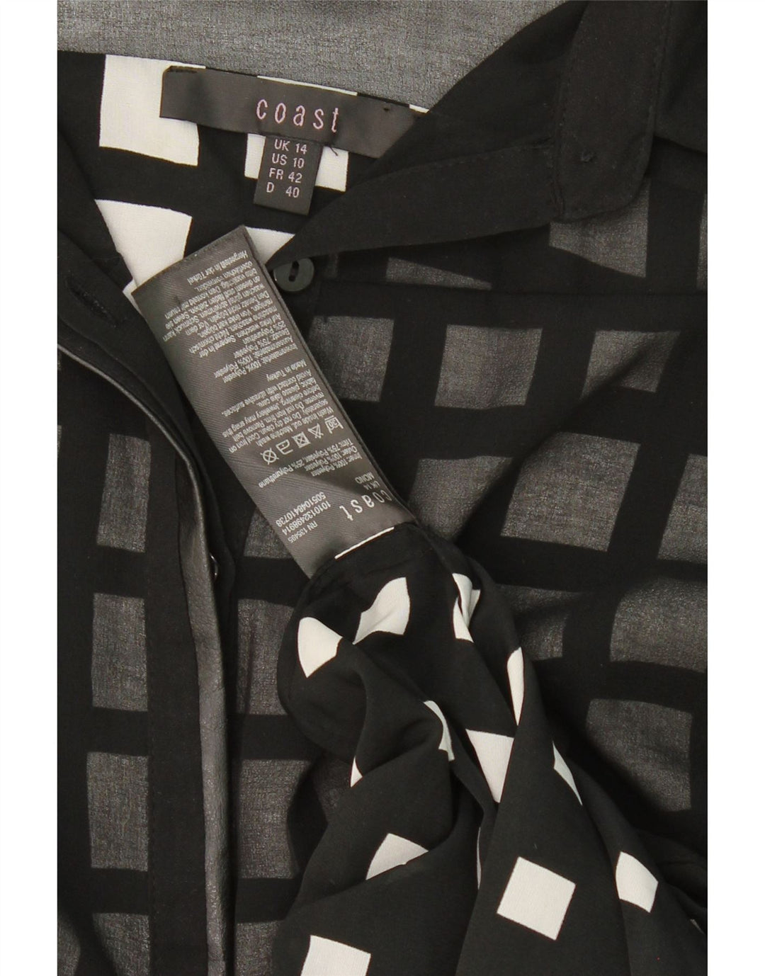 COAST Womens Sleeveless Sheath Dress UK 14 Large Black Geometric Polyester Vintage Coast and Second-Hand Coast from Messina Hembry 