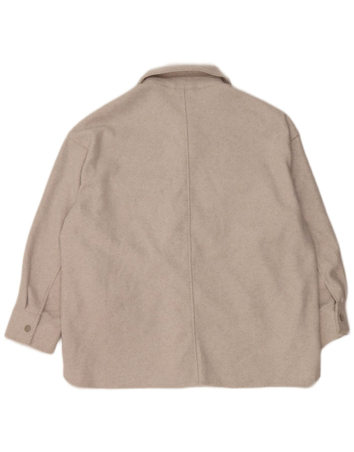 Cămașă oversize din lână pentru femei Zara UK 16, mare, gri, poliester