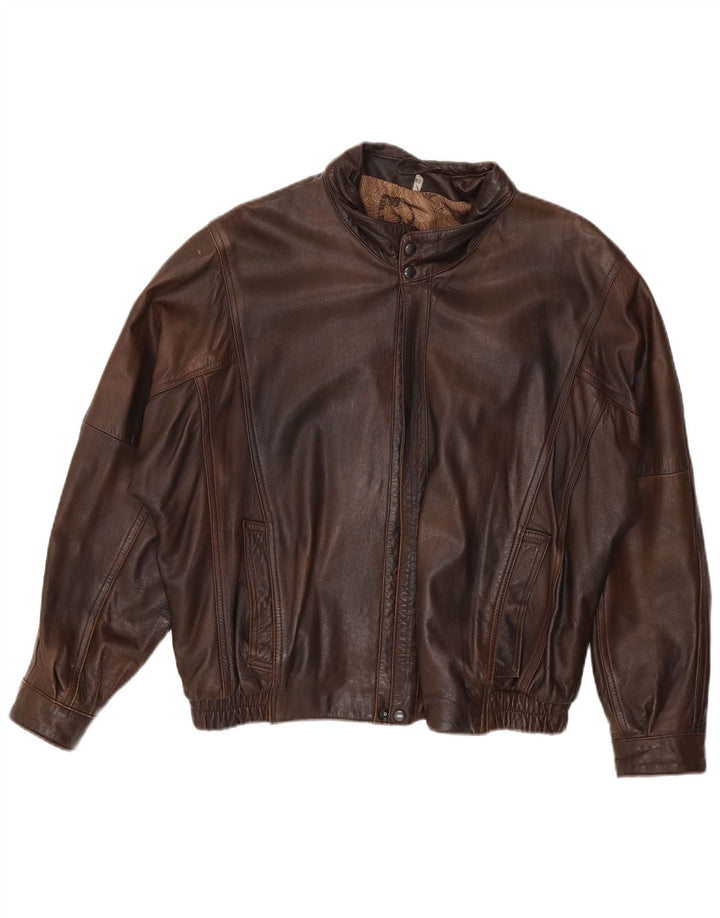 Geaca de piele vintage pentru barbati IT 52 XL maro