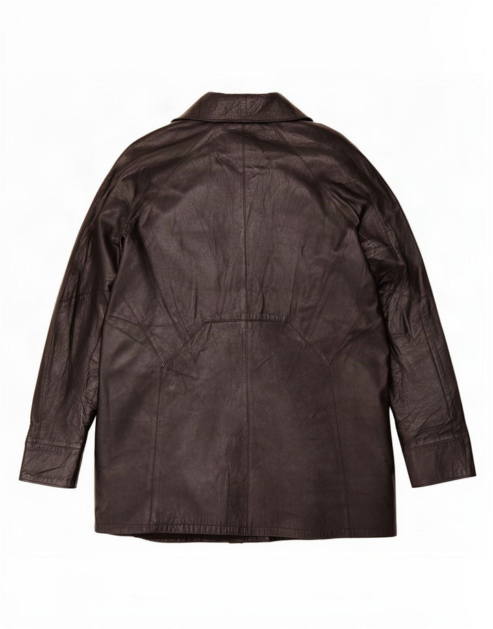 Palton supradimensionat din piele vintage pentru femei IT 46 mare negru