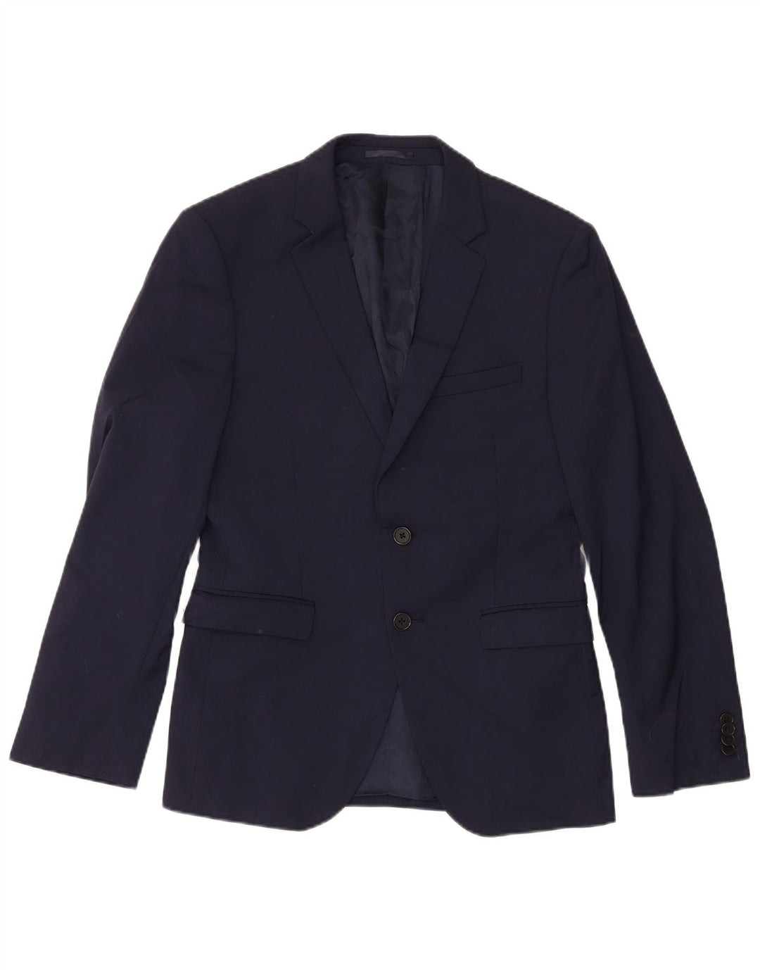 Jachetă pentru bărbați Dkny, slim fit, cu 2 nasturi, UK 38, lână, albastru bleumarin mediu