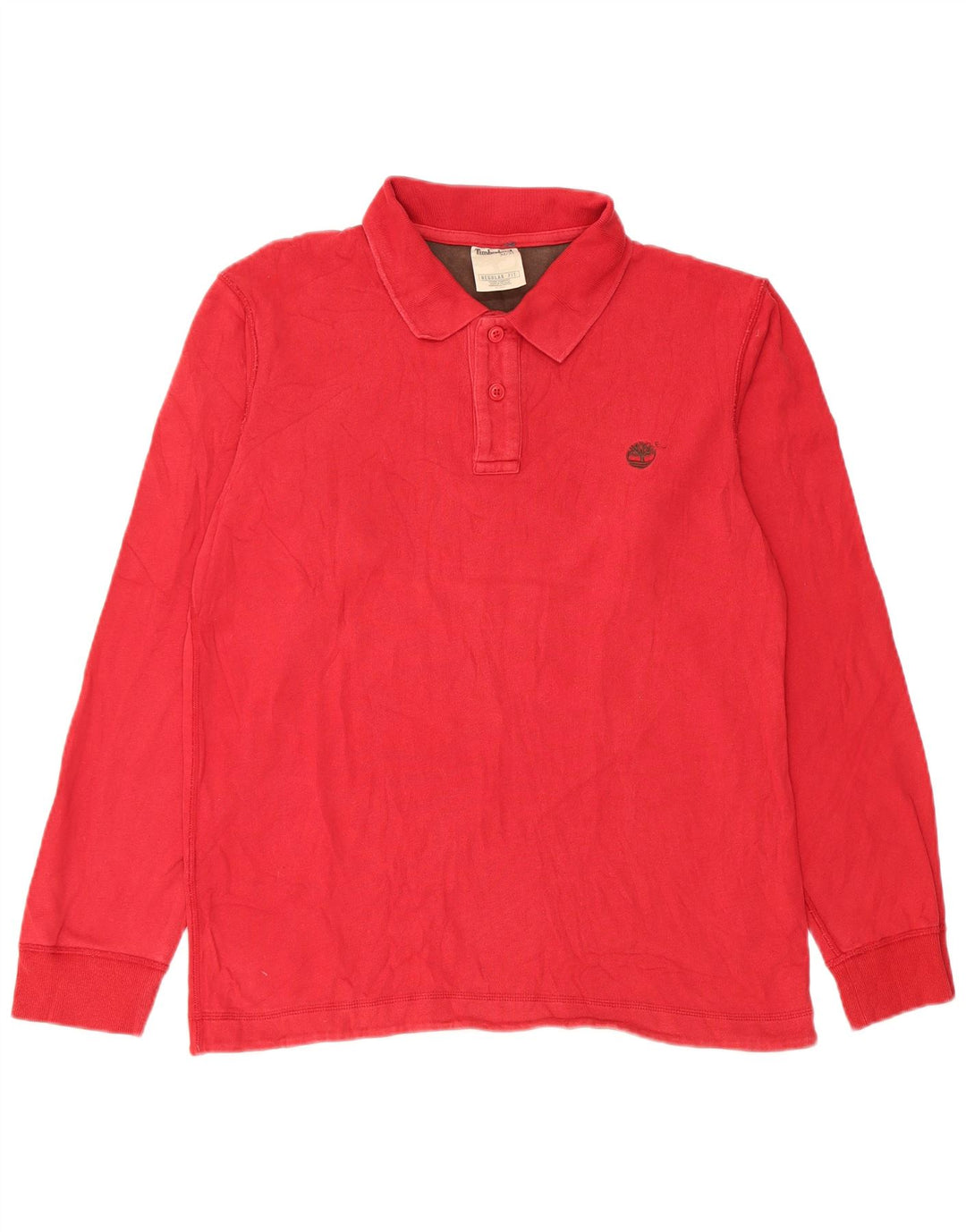 Tricou polo Timberland pentru bărbați, cu mânecă lungă, în formă regulată, din bumbac roșu mediu