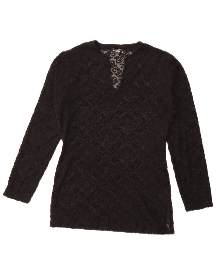 Kookai Womens Oversized See Through Top US 2 XS Black Floral