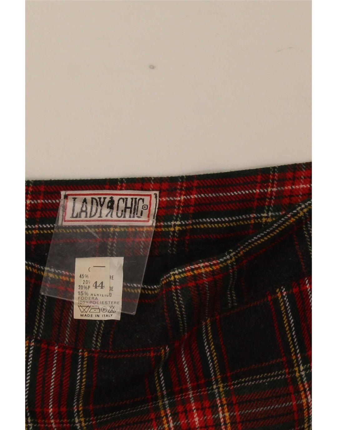 Fusta creion vintage pentru femei IT 44 Medium W28 Poliester carouri negru