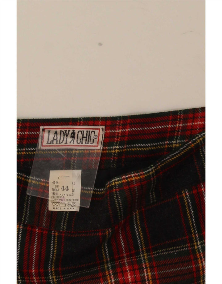Fusta creion vintage pentru femei IT 44 Medium W28 Poliester carouri negru