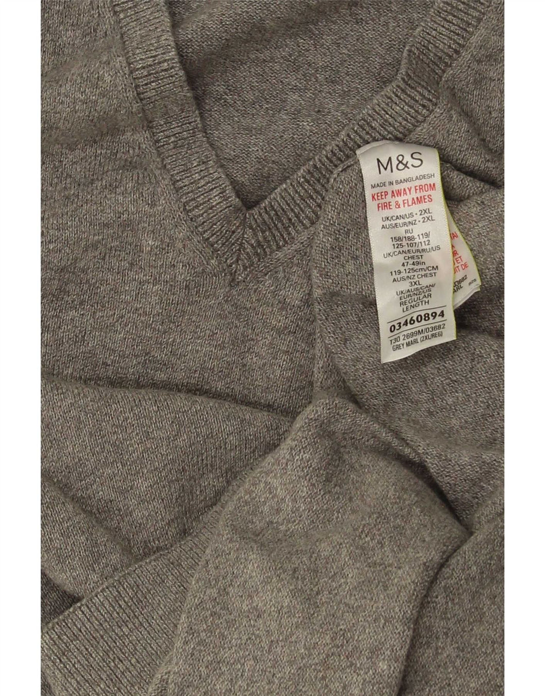 Vestă pentru bărbați Marks & Spencer, 2XL, bumbac gri
