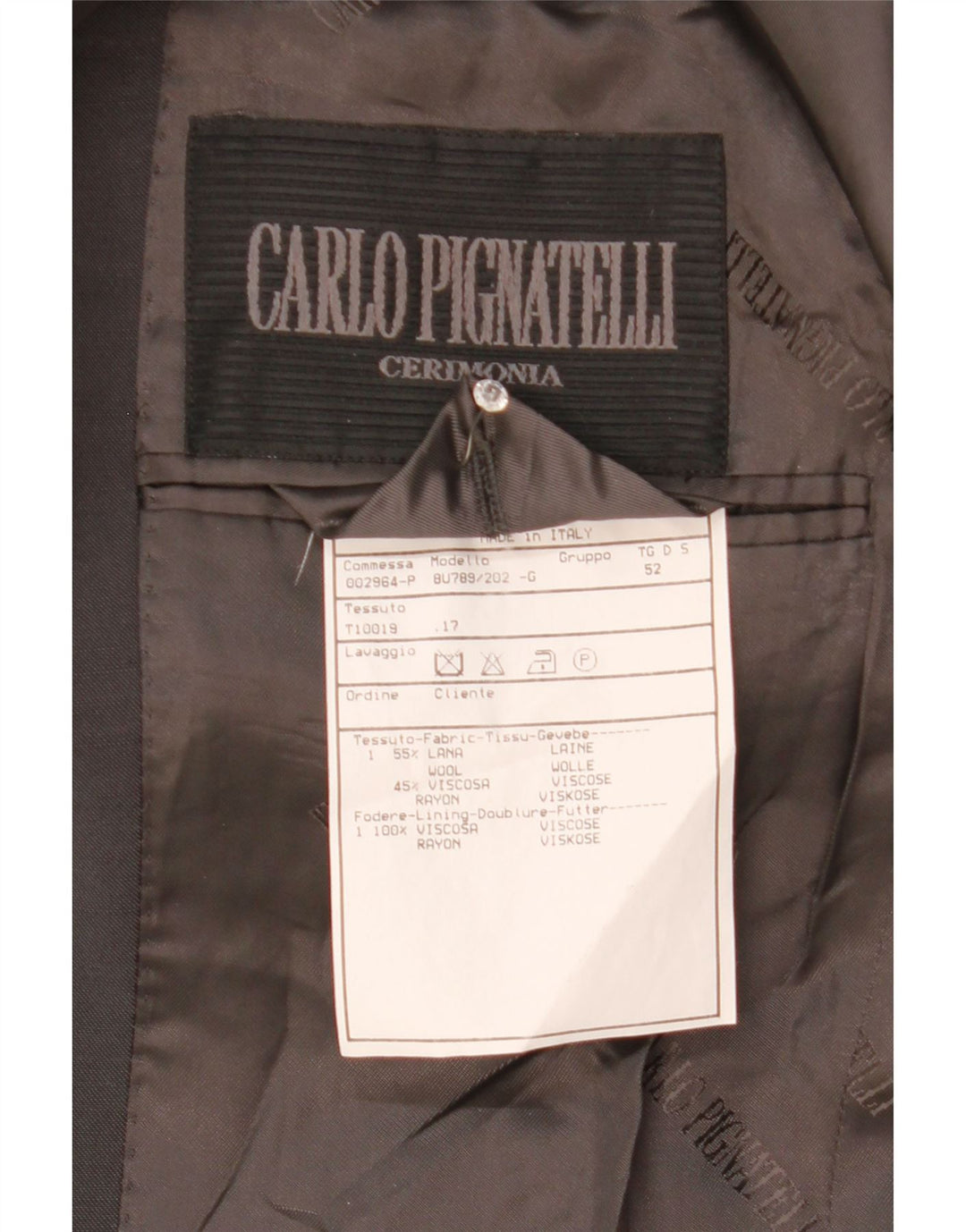 CARLO PIGNATELLI Jachetă pentru bărbați cu 3 nasturi IT 52 XL Lână gri