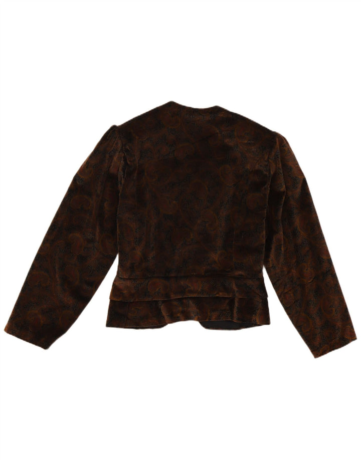 Blazer Vintage pentru femei din catifea UK 12 Medium Brown Paisley