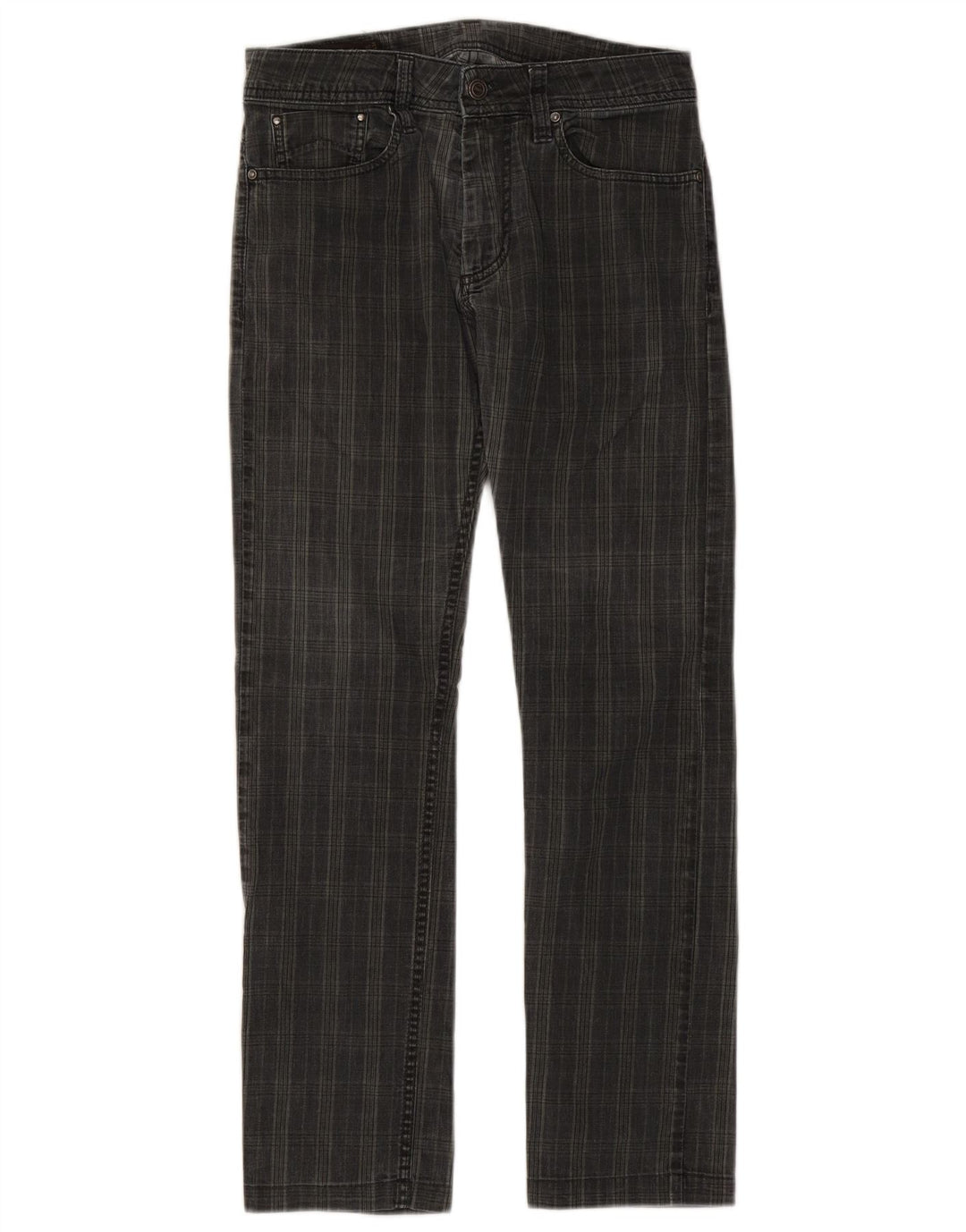 MARLBORO CLASSICS Pantaloni casual drepti pentru bărbați W29 L29, bumbac negru cu carouri