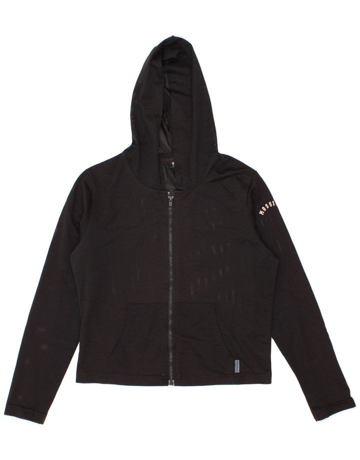 MOSSIMO Womens Crop Zip Hoodie Sweater UK 12 Medium Black Vintage Mossimo and Second-Hand Mossimo from Messina Hembry 