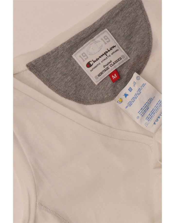 Champion Womens Heritage Classics Vest Top UK 12 Medium White Bumbac