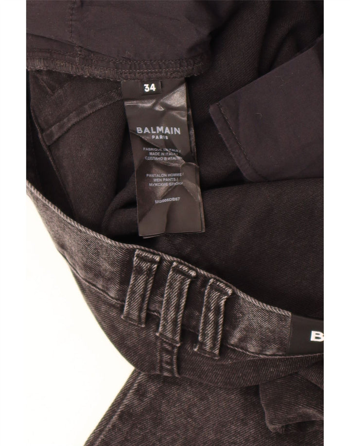 Blugi slim pentru bărbați Balmain W34 L30 bumbac gri