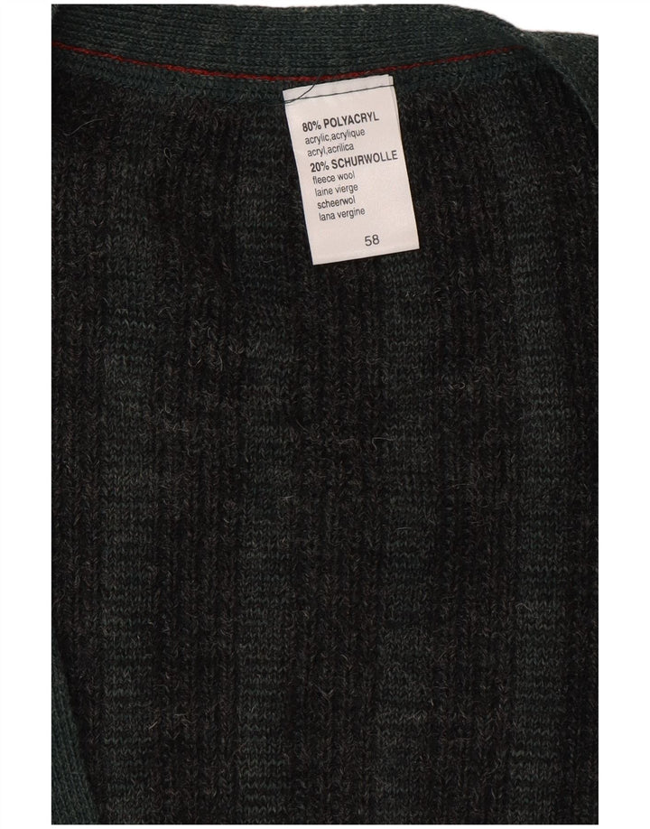 Pulover cardigan pentru bărbați VINTAGE IT 58 3XL Poliacrilic cu dungi verzi