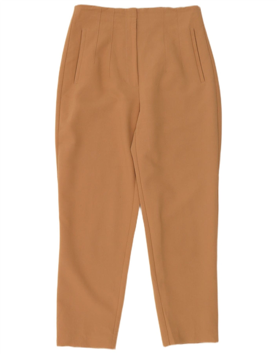 Pantaloni tăiați pentru femei Zara, slim, L28 L26, poliester bej