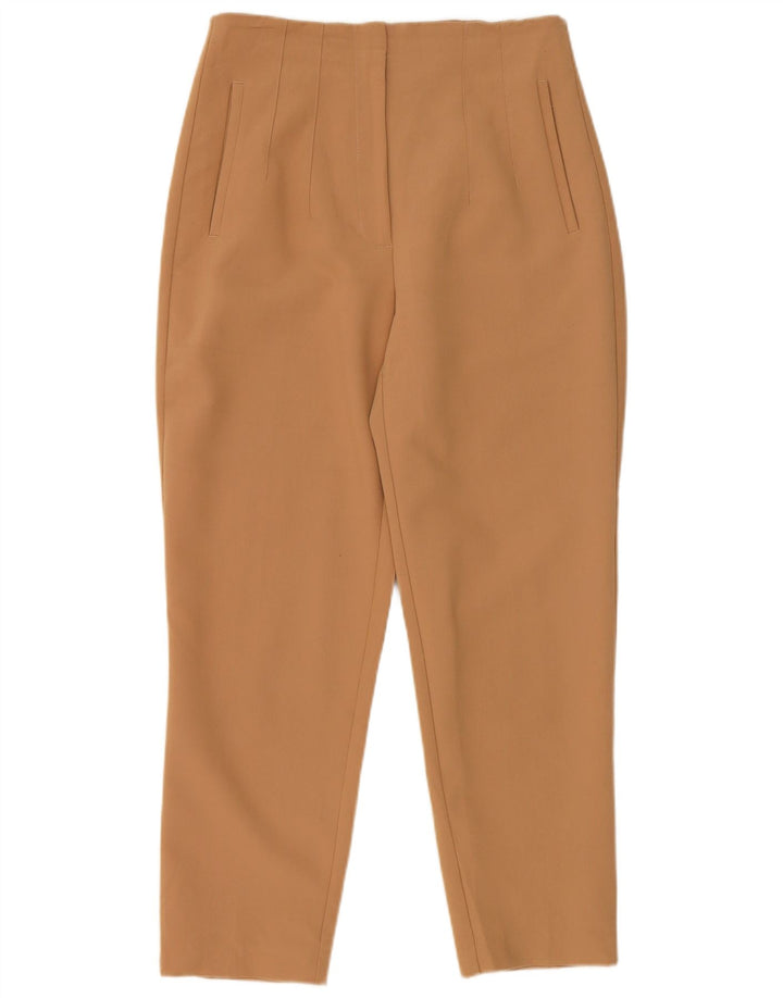 Pantaloni tăiați pentru femei Zara, slim, L28 L26, poliester bej