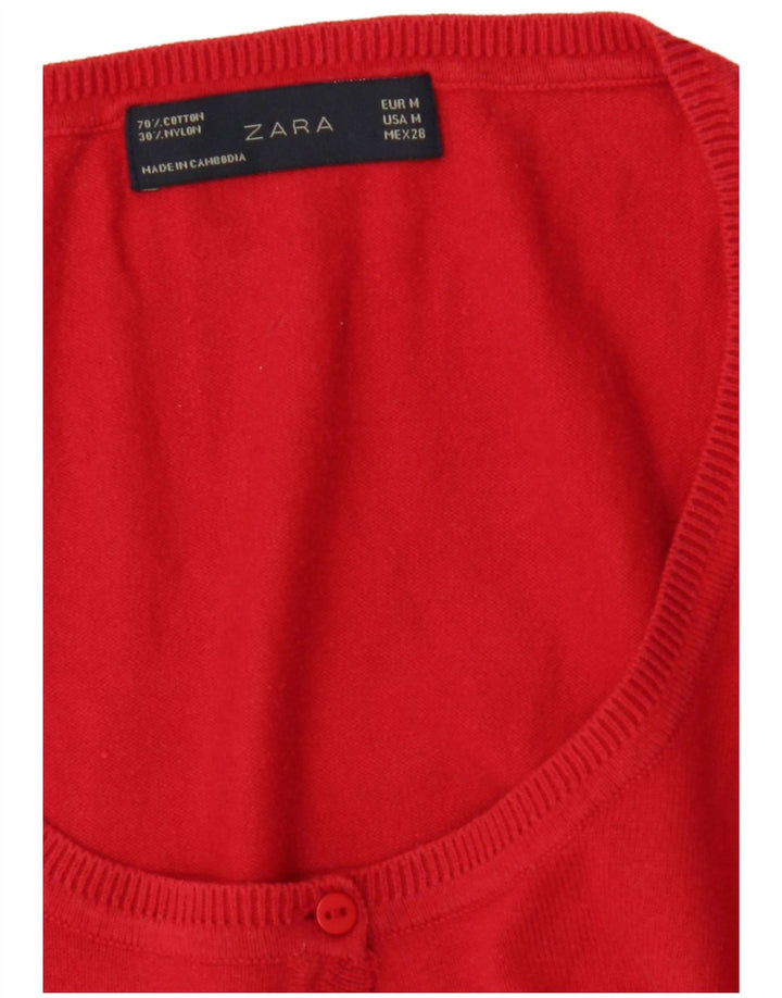 Pulover cardigan pentru femei cu mâneci 3/4 Zara UK 12 Roșu mediu