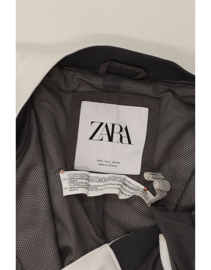 ZARA Mens Bomber Jacket UK 40 Large White Polyester