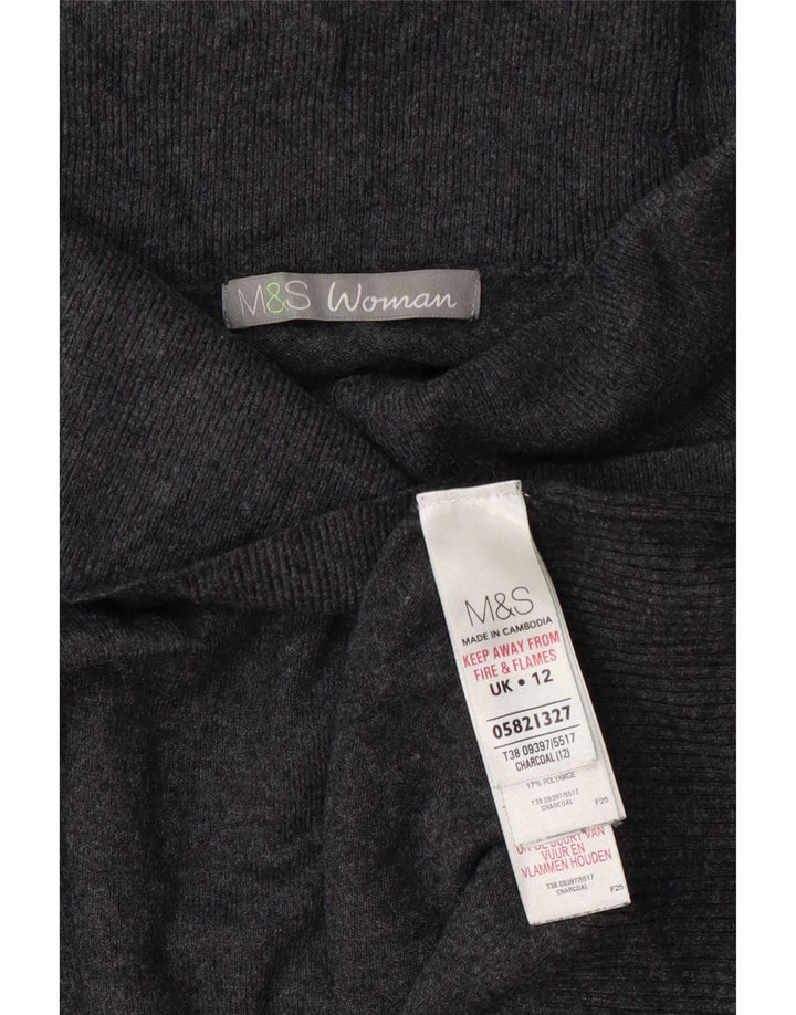 Pulover pentru femei Marks & Spencer cu gât rulat din viscoză, gri mediu, UK 12