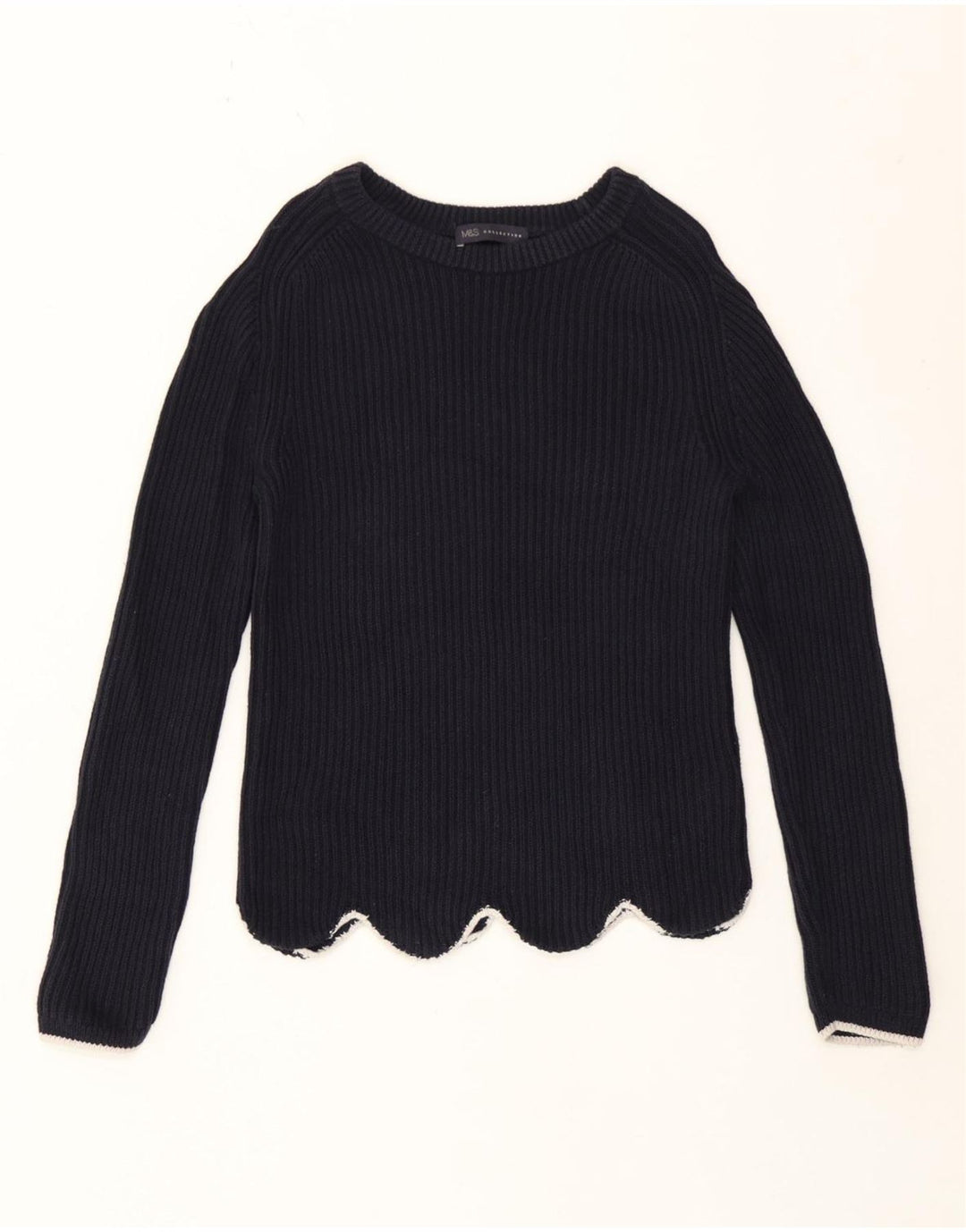 Marks & Spencer Womens Crew Neck Jumper Sweater UK 10 Small Navy Blue