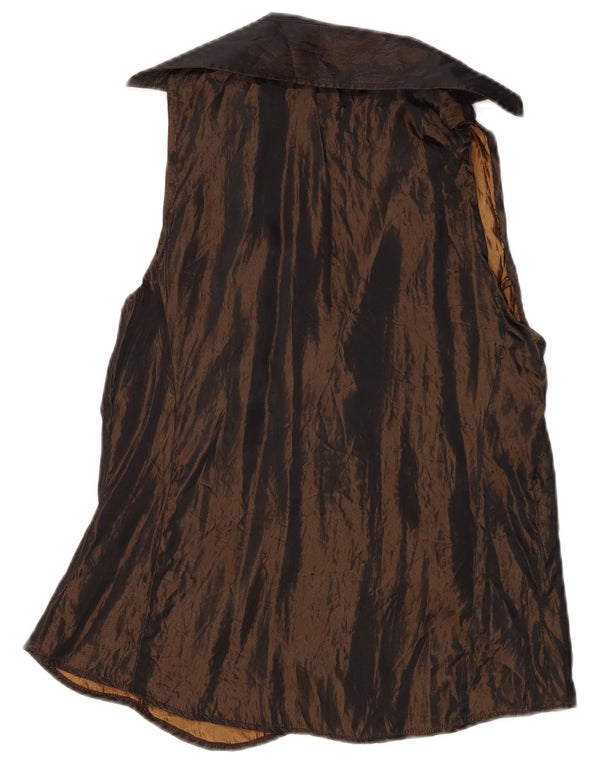 Bluză cămașă fără mâneci pentru femei Zara UK 12 Maro mediu Acetat