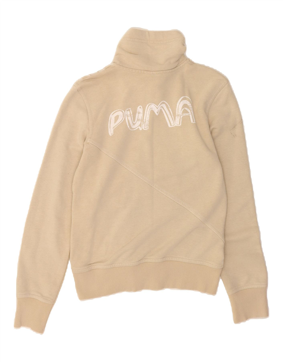 PUMA Womens Graphic Tracksuit Top Jacket UK 10 Small  Beige Vintage Puma and Second-Hand Puma from Messina Hembry 