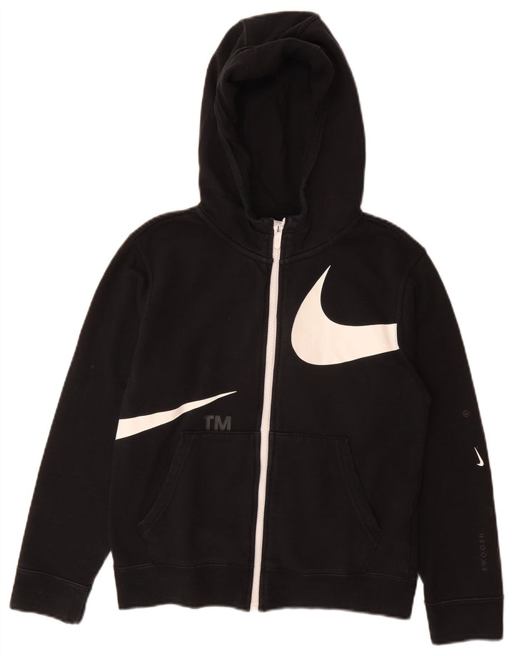 Pulover NIKE pentru băieți Swoosh Graphic, cu fermoar, 10-11 ani, mediu negru
