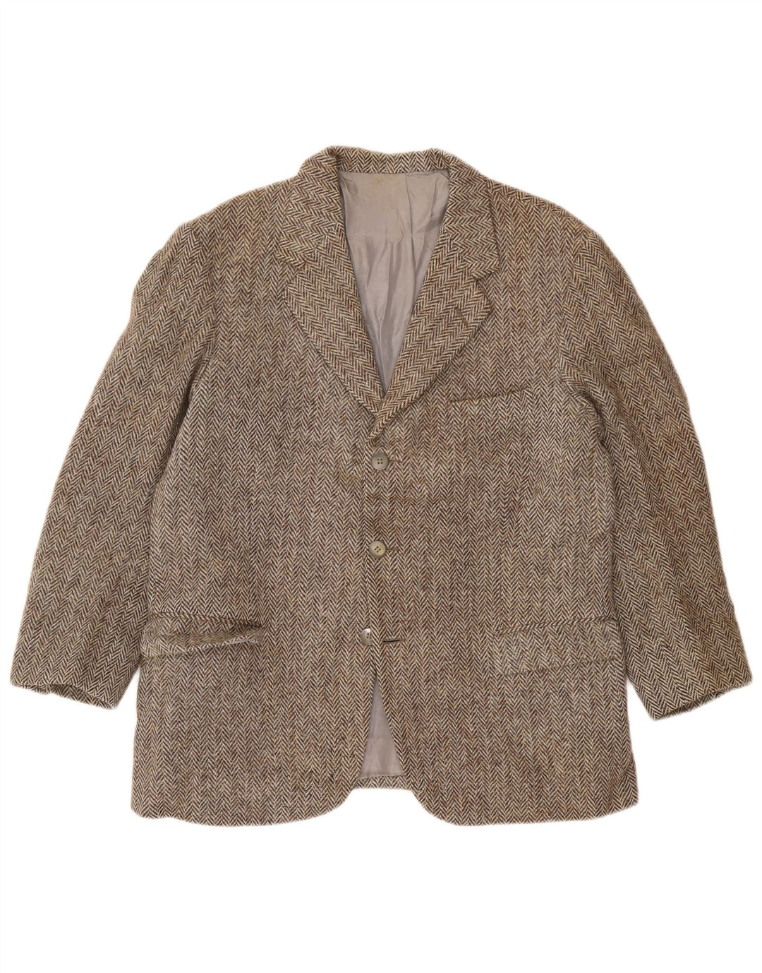 Jachetă pentru bărbați Harris Tweed, cu 3 nasturi, UK 38, gri mediu, în oase
