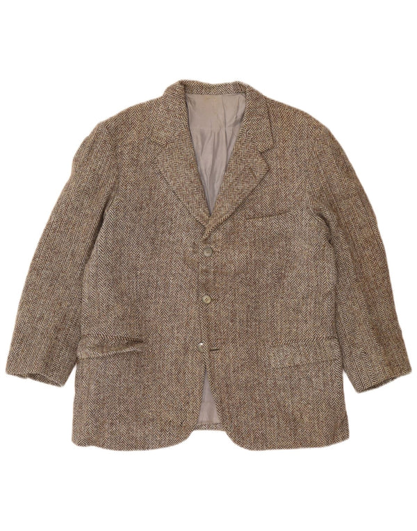 Jachetă pentru bărbați Harris Tweed, cu 3 nasturi, UK 38, gri mediu, în oase