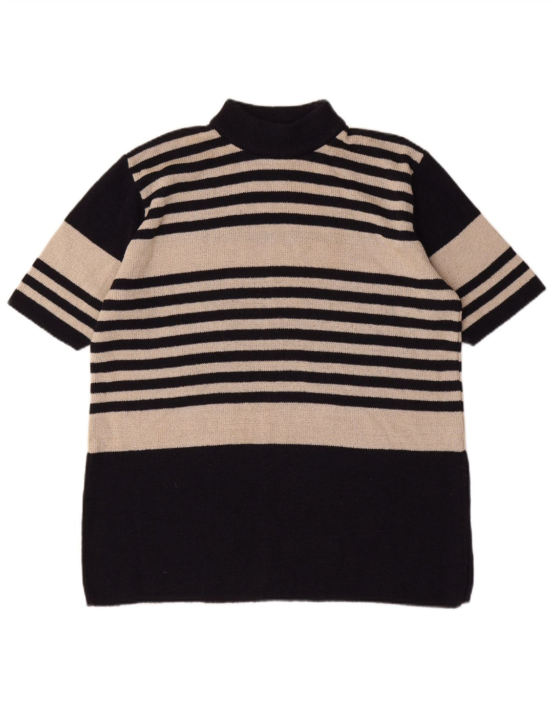 SF. BERNARD Pulover cu gât țestoasă pentru femei UK 14/16 mare cu dungi negre