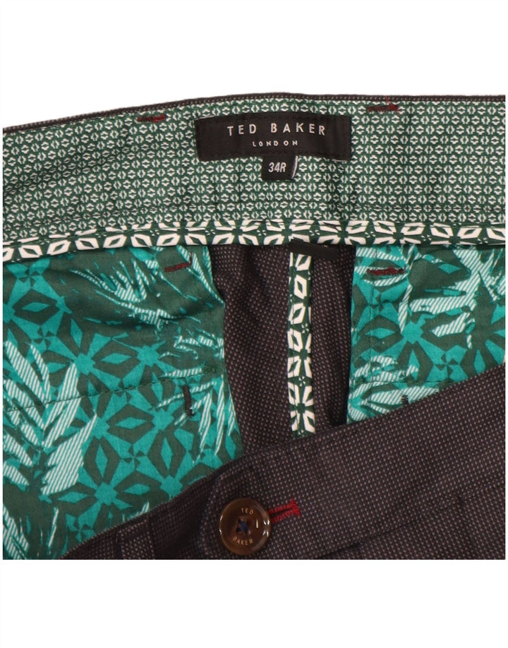 Ted Baker Pantaloni de costum slim pentru bărbați L34 L32 bumbac gri