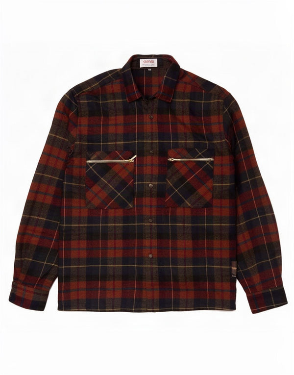 Cămașă Vintage pentru bărbați Cămașă de flanel Mărimea 44 XL Lână cu carouri multicolore