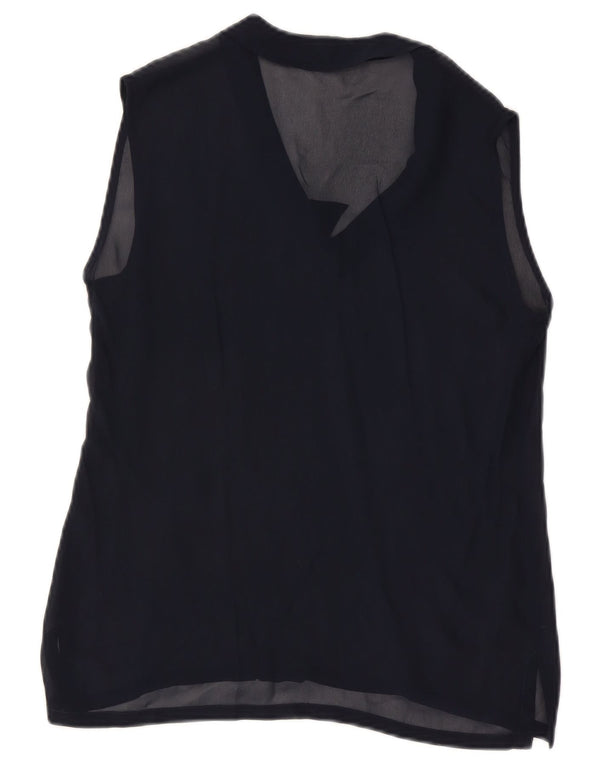 Bluză fără mâneci Vintage pentru femei UK 12 Medium Bleumarin