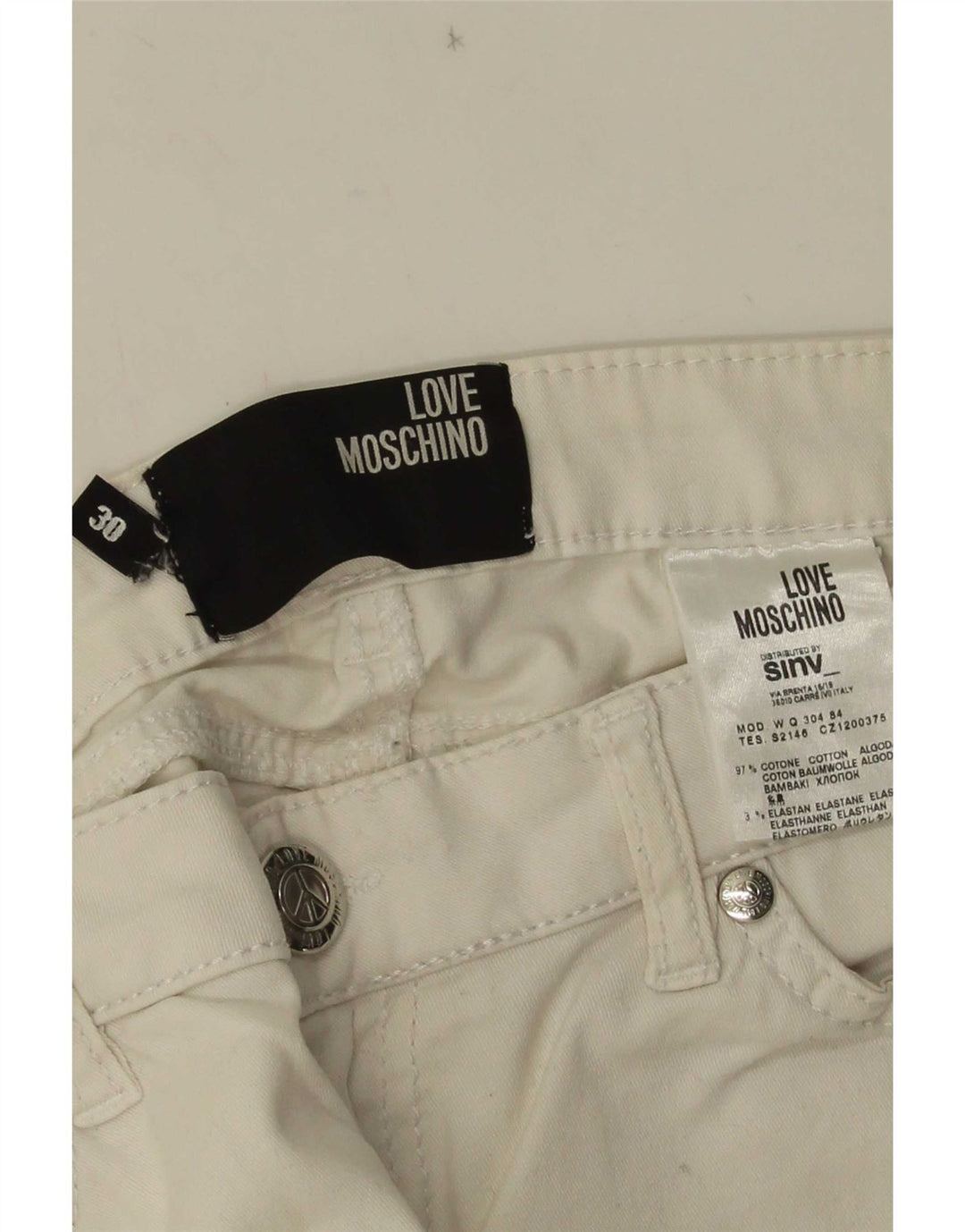 Blugi slim pentru dama Moschino W30 L29 bumbac alb