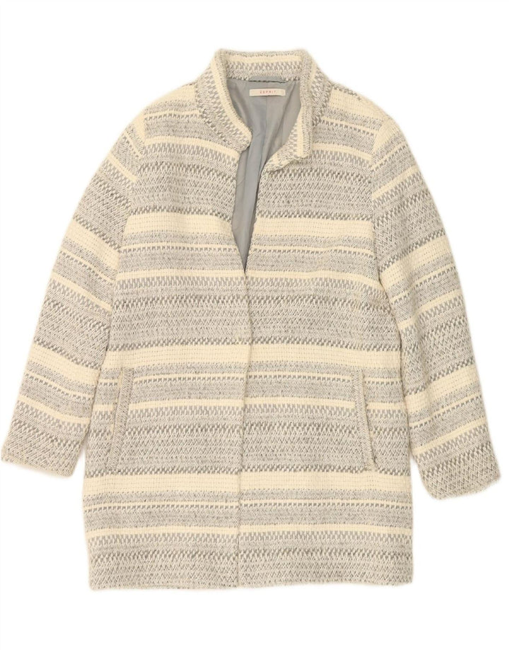 ESPRIT Womens Open Overcoat UK 12 Medium  Grey Striped