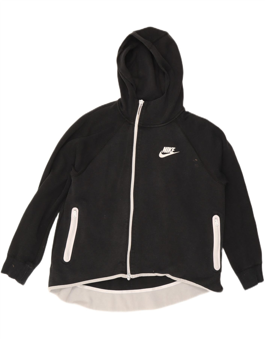 Pulover NIKE pentru femei cu fermoar, UK 16, mare, negru, bumbac