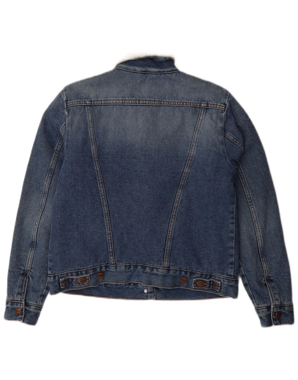 Wrangler Womens Denim Zip Hoodie Sweater UK 10 Small Blue Colourblock