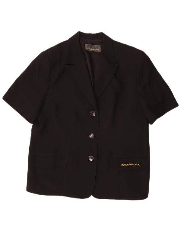 Roccobarocco Jachetă cu mânecă scurtă pentru femei, cu 3 nasturi, UK 25 4XL Negru