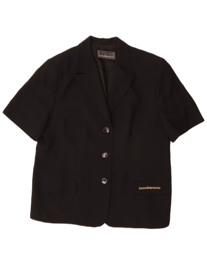 Roccobarocco Jachetă cu mânecă scurtă pentru femei, cu 3 nasturi, UK 25 4XL Negru