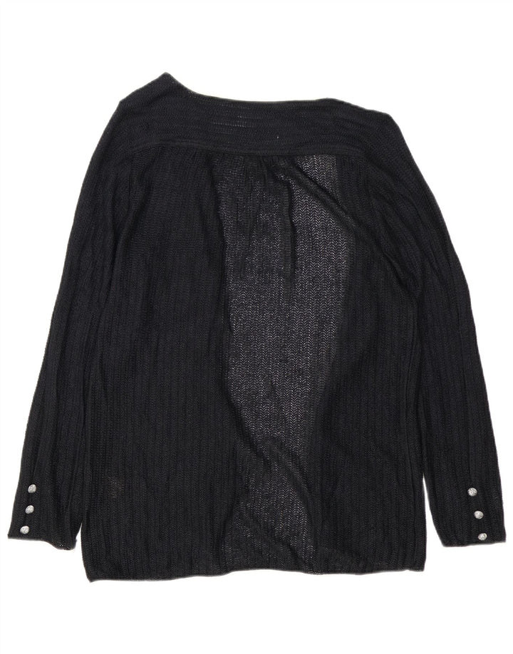 Pulover Vintage cardigan deschis pentru femei EU 40 Viscoză medie neagră