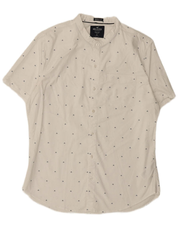 Cămașă Hollister pentru bărbați, cu mânecă scurtă, mușchi, XL, bumbac geometric alb