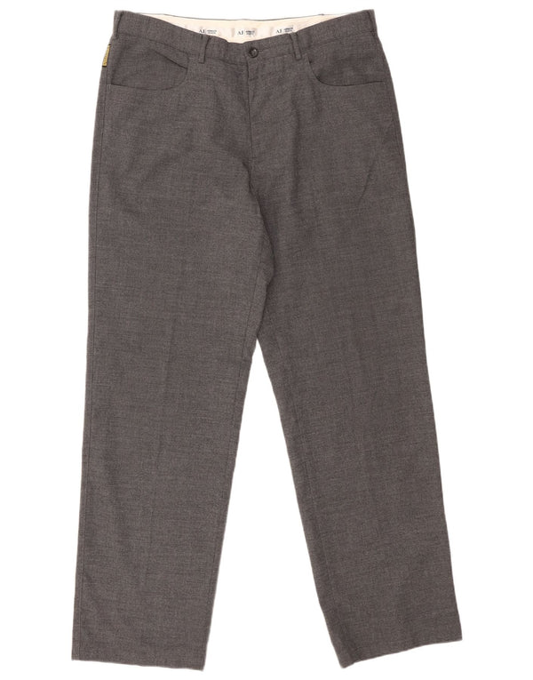 Pantaloni casual drepti pentru bărbați Armani UK 42 Large W34 L31 Poliester gri
