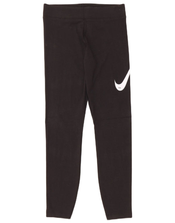 Leggings grafic NIKE pentru femei UK 12, bumbac mediu negru