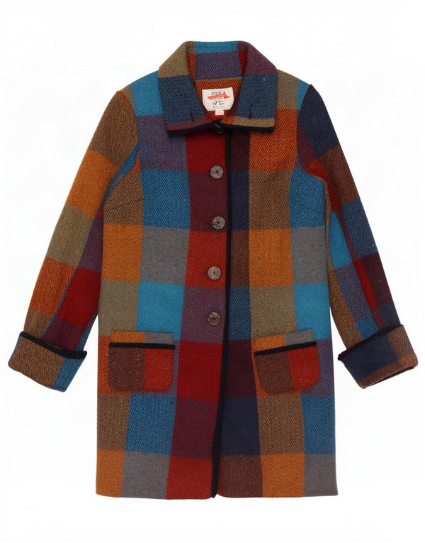 Avoca Womens Oversized Overcoat UK 1 2XS Multicoloured Check Wool