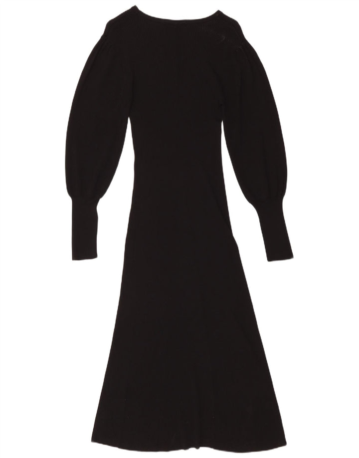 Rochie maxi cu maneci lungi ZARA pentru femei UK 12 Medium Black Viscose
