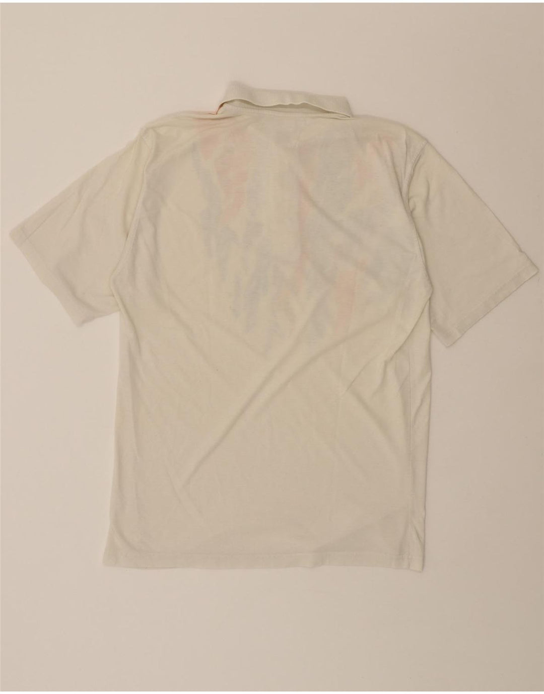 VINTAGE Mens Abstract Pattern Polo Shirt IT 52 Large White Cotton Vintage Vintage and Second-Hand Vintage from Messina Hembry 